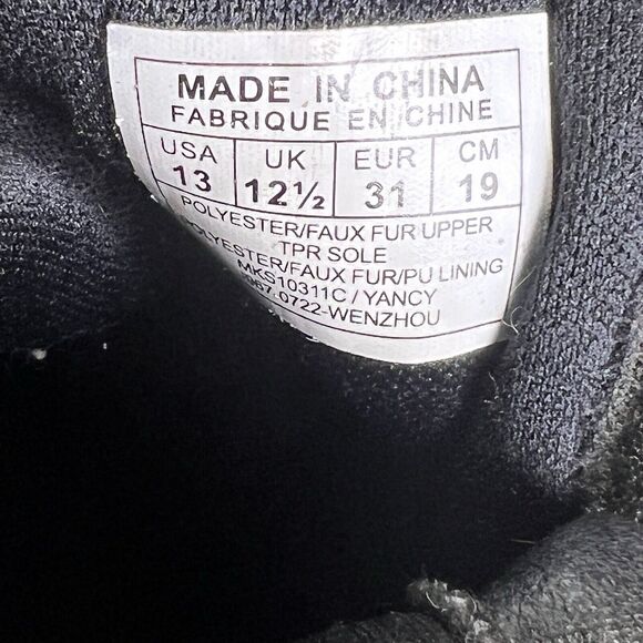 Michael Kors Yancy Faux Fur Boots Booties Girls 13 Black / Gold MK Logo Winter - Picture 14 of 14